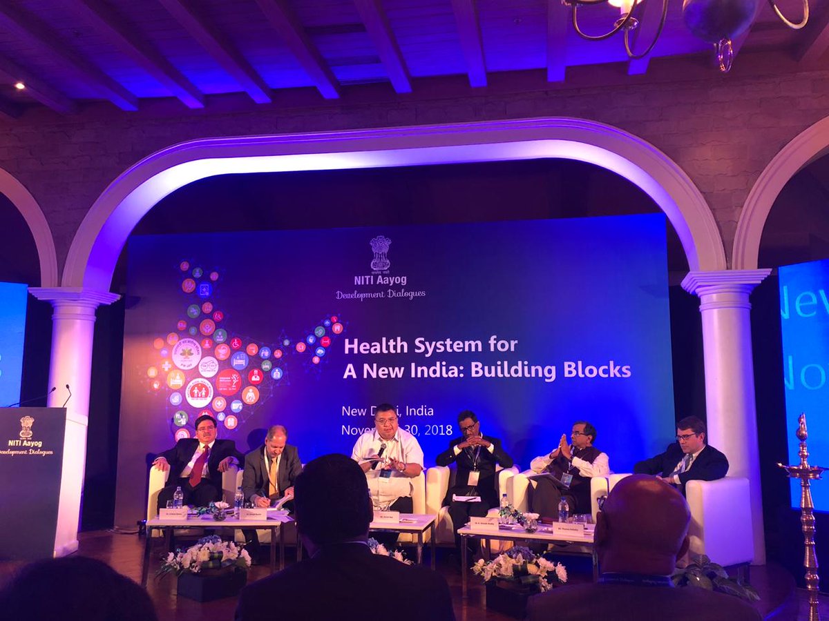 NITIAayog's tweet image. The first technical session at #NITIAayog&apos;s #DevelopmentDialogue: Health System for A New India, had deliberations on ways through which #healthcare funds can be mobilised efficiently for programmes like #PMJAY &amp;amp; out of pocket expenditure of citizens can be reduced.