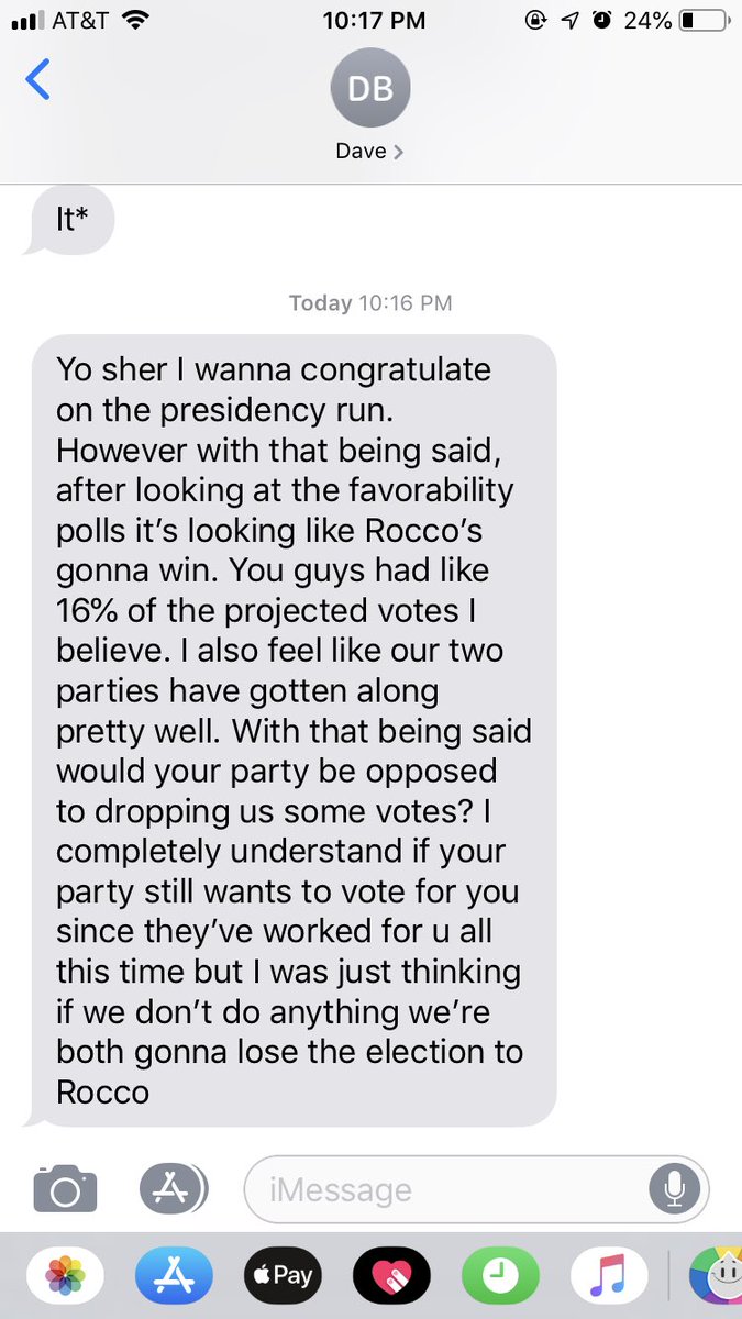 LibertyParty7's tweet photo. I thought that up until this point the race had been fair, but this attempted collusion that was texted to candidate Ryan Sheridan from a staff member of the @FLAGParty2018 in an attempt to get @RoccoC4Prez out of a possible victory. Despicable. https://t.co/ta90CtDsUJ