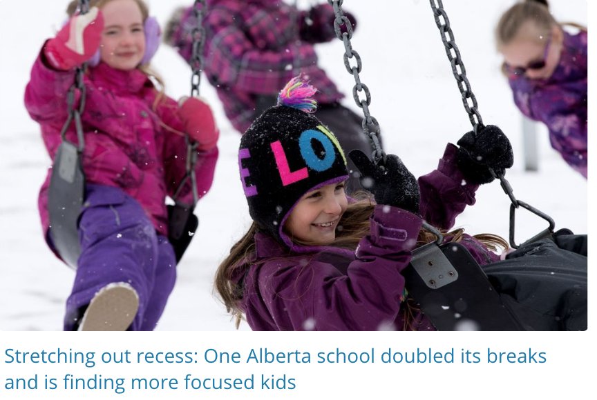 EarlyYearsDWE's tweet photo. Daily time to play and interact with friends is essential for brain development. Check out the Alberta school that has doubled the number of recesses and seen huge positive results. https://t.co/PNH7qmSz6Z https://t.co/funD1luZoj