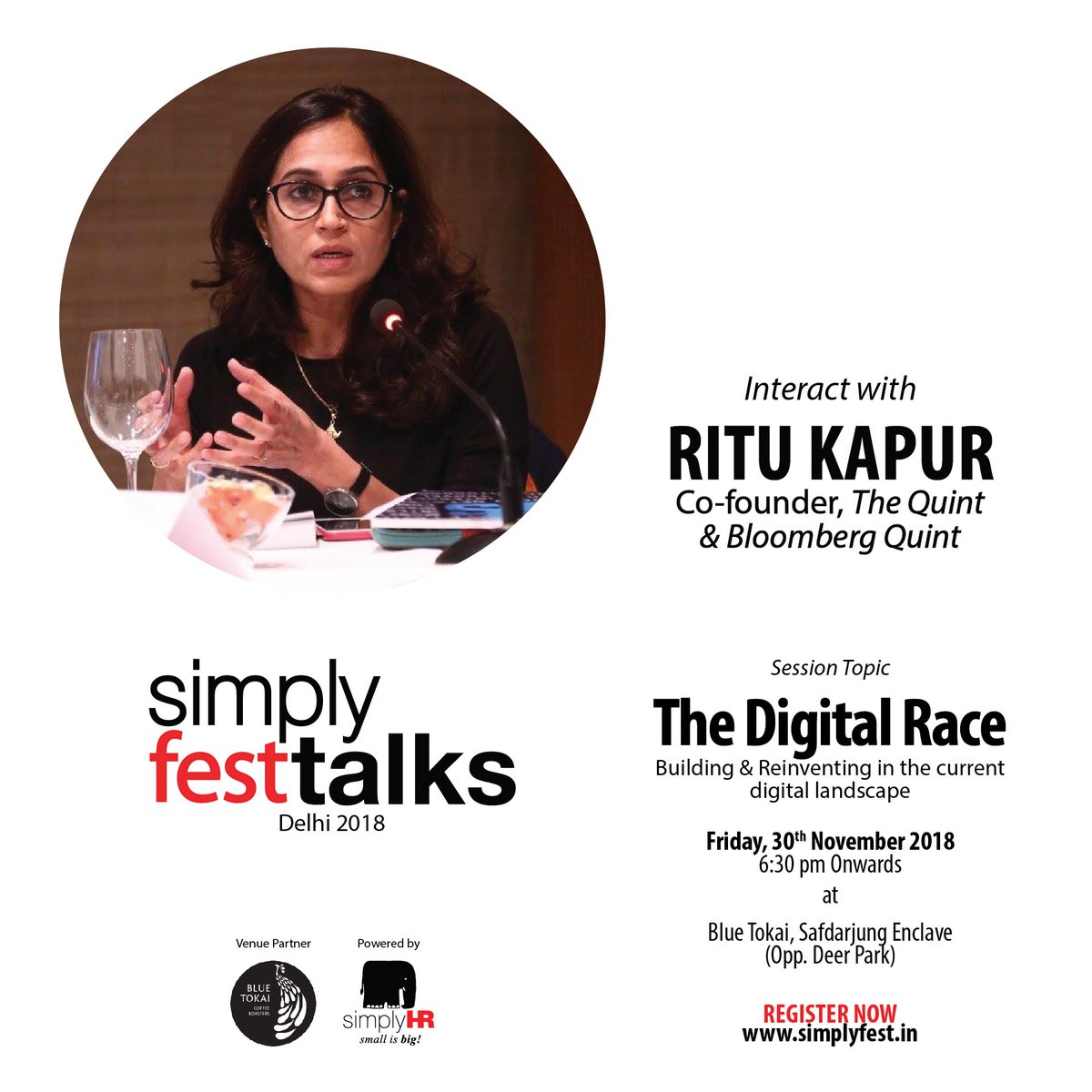 simply_fest's tweet photo. We hope you are joining us today for an interactive session with @kapur_ritu , Co- founder and CEO of @TheQuint as she speaks about 'The Digital Race: Building &amp; Reinventing in the current digital landscape'

Register now:
https://t.co/jyv4wqQOFx https://t.co/wfly8pkLjL