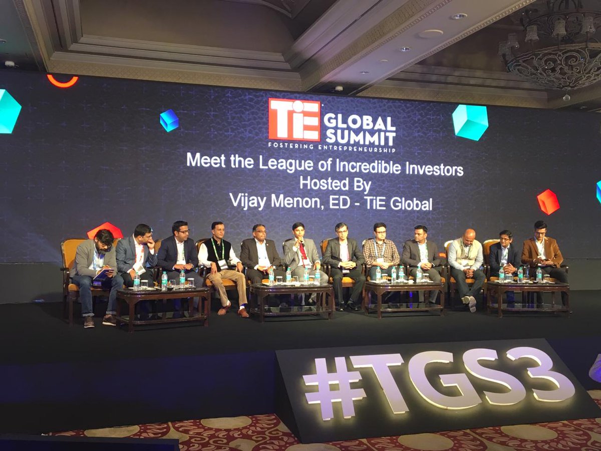TiEGlobal's tweet photo. Meet the league of Incredible Investors Reverse Pitch hosted by @vijaymenon999, ED @TiEGlobal.
@Timesinternet  @Cisco @launchpad @YourNestVC @recapital @Stellaris_VP @LumisPartners @chd_angels #BenoriVenture @RainforestVC #RAIN @unicornindia 
#TGS3 #TiEGlobalSummit2018 https://t.co/NUWvk134pb