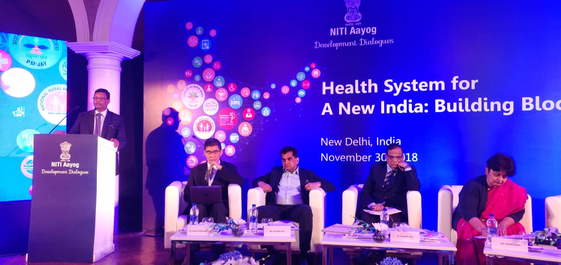 NITIAayog's tweet image. Over the last year, we have  engaged with national &amp;amp; international experts to discuss risk-pooling of finances, macro-organisations for delivery, digital services &amp;amp; purchasing functions toward the creation of a #HealthSystem: Adviser (Health) @iasalok at the #DevelopmentDialogue
