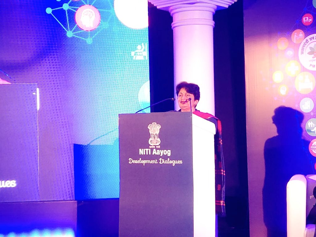 NITIAayog's tweet image. A #HealthSystem for the country must look at ensuring proper regulatory, tech &amp;amp; financing standards. This #DevelopmentDialogue must look at innovative shifts in policy paradigms such as public-private collaboration model devised for #AyushmanBharat: Preeti Sudan @MoHFW_INDIA