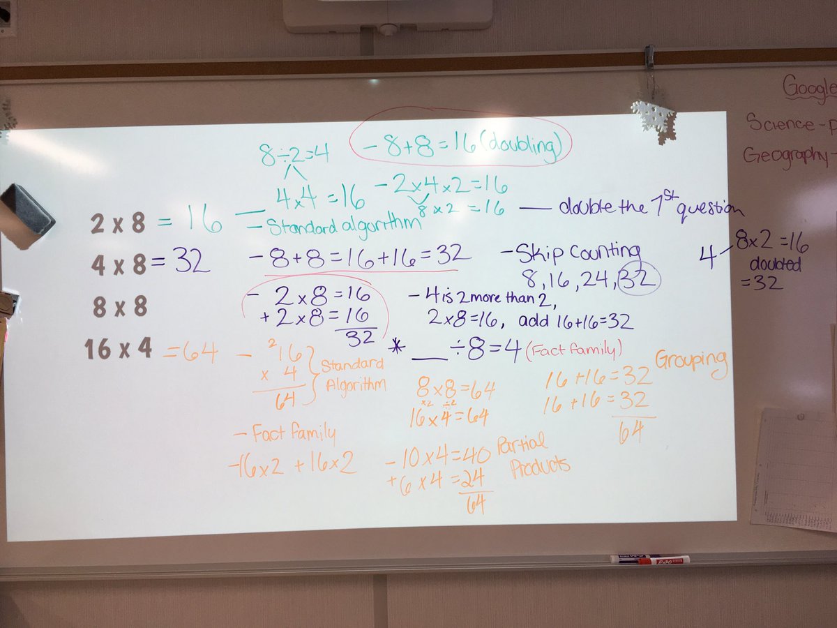 Nicole_Graham1's tweet image. We have so many strategies we filled our board with just 3 equations! It’s amazing to watch the Grade 7’s confidence grow with each #NumberString