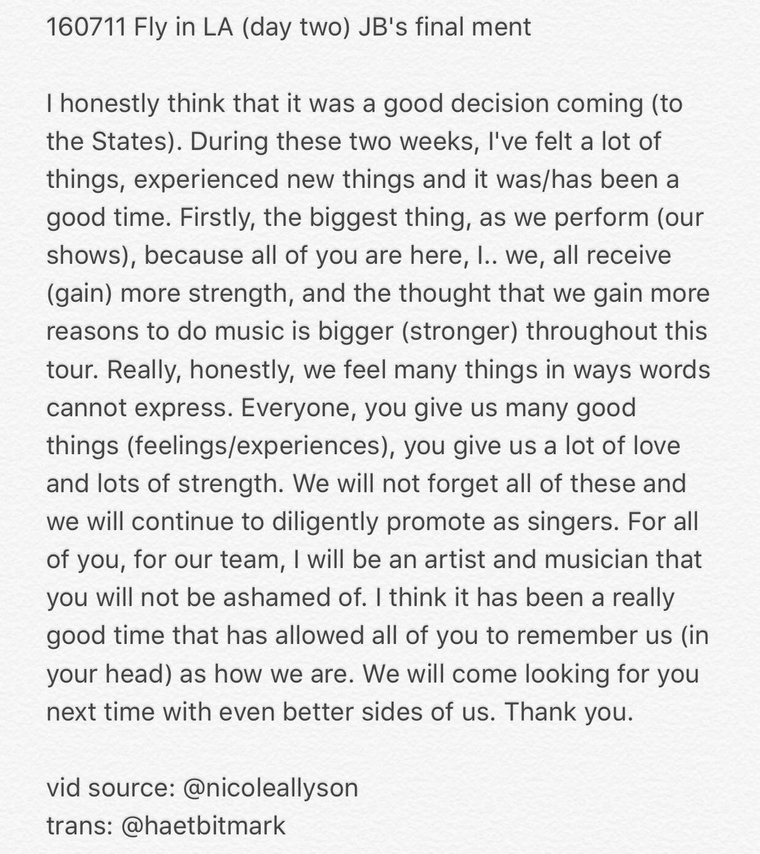 archivemagJAYB's tweet photo. 160711 #FLYinLA (day two) JB's final ment https://t.co/Z5Fs1NRFZT
