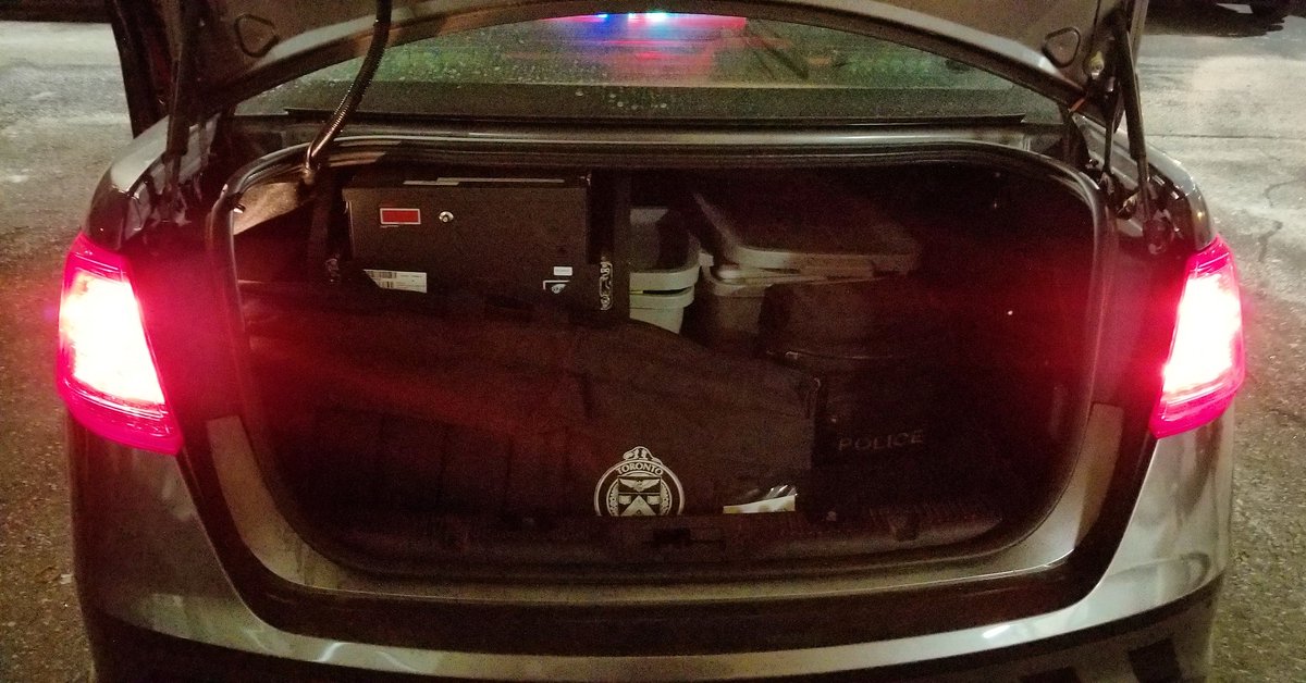 Night 4 of 7. Small trunk means smaller duty bag....good thing most of the information we need can be accessed on the MWS, and for some of us on the #connectedofficer phone, and most of the paperwork can be printed in the cars now. #smalltrunkproblems