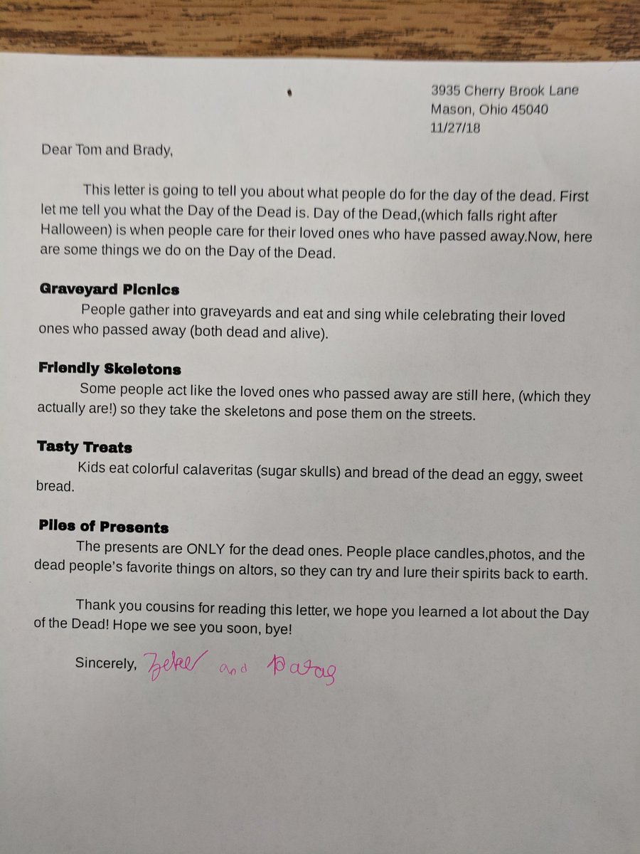 RichieMinner's tweet photo. During FLEX TIME his week my Ss dove into the Mexican culture to learn about the Day of the Dead. They imagined they lived in Mexico to write to their fictional cousins, informing them about their upcoming visit. #masonmoment https://t.co/ykWn2N5qnr