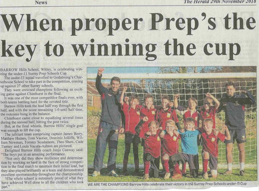 BarrowHills's tweet image. Congratulations to our U11 squad who won the U11 Surrey Prep Schools’ Football Cup held at @CharterhouseSch @Charterhousespo and also to our formidable opponents @ChintSchool. Coverage now in both the @SurreyAd and @HaslemereH newspapers out now! @KESWNews @KESWsport