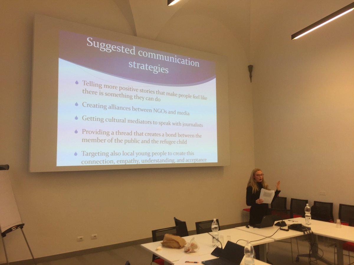 Yesterday, <a href="/UNICEFInnocenti/">UNICEF Innocenti</a> fellow Valentina Bau gave an interesting presentation on the representation of refugee children and adolescents on the Italian media. Key slides attached. Bottom line: representation needs to improve. And sadly I think this holds not only for Italy...