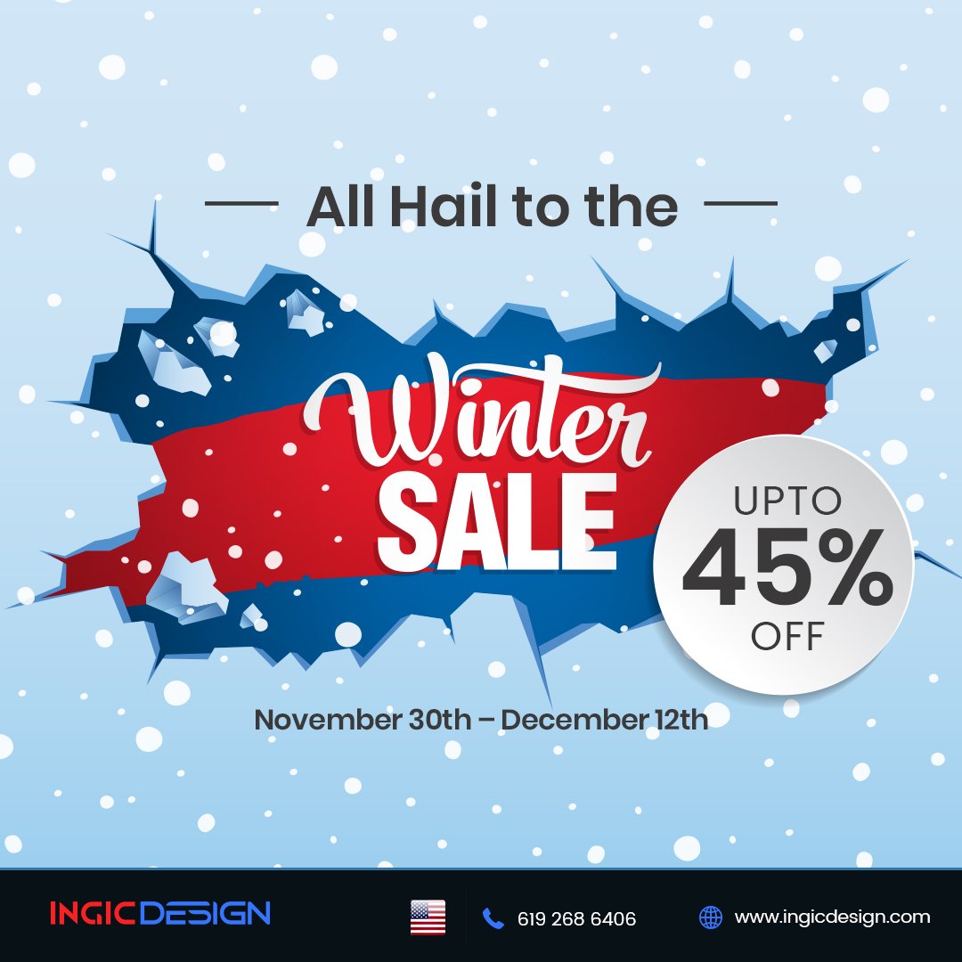 ingicdesign's tweet photo. INGIC Design welcomes you all to the hottest Winter sale of the year as we are offering upto 45% discount on all design solutions.

Offer is valid from November 30th till December 12th.

#Winter #Sale #GraphicDesign #WebDesign #LogoDesign #Animation #Branding https://t.co/pj0OJXDTGh