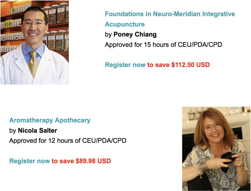 medigogy's tweet photo. SALE ENDS TONIGHT!
Final hours to get 30% off all CEU / PDA / CPD approved online courses on Healthy Seminars https://t.co/nSPecElLdw
Don't miss out!
Stock up on quality education and professional development by world-renowned experts in acupuncture, TCM and Functional Medicine https://t.co/gy6RduUQhn