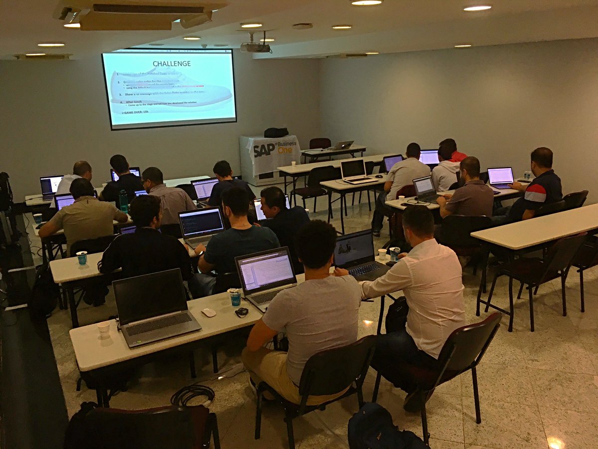 mendesthix's tweet image. Our @SAPBusinessOne partners have just been challenged to code a cool solution using @sapcp, #SAPLeonardo, #ServiceLayer and all the knowledge they got the last 2 days. Let the games begin.