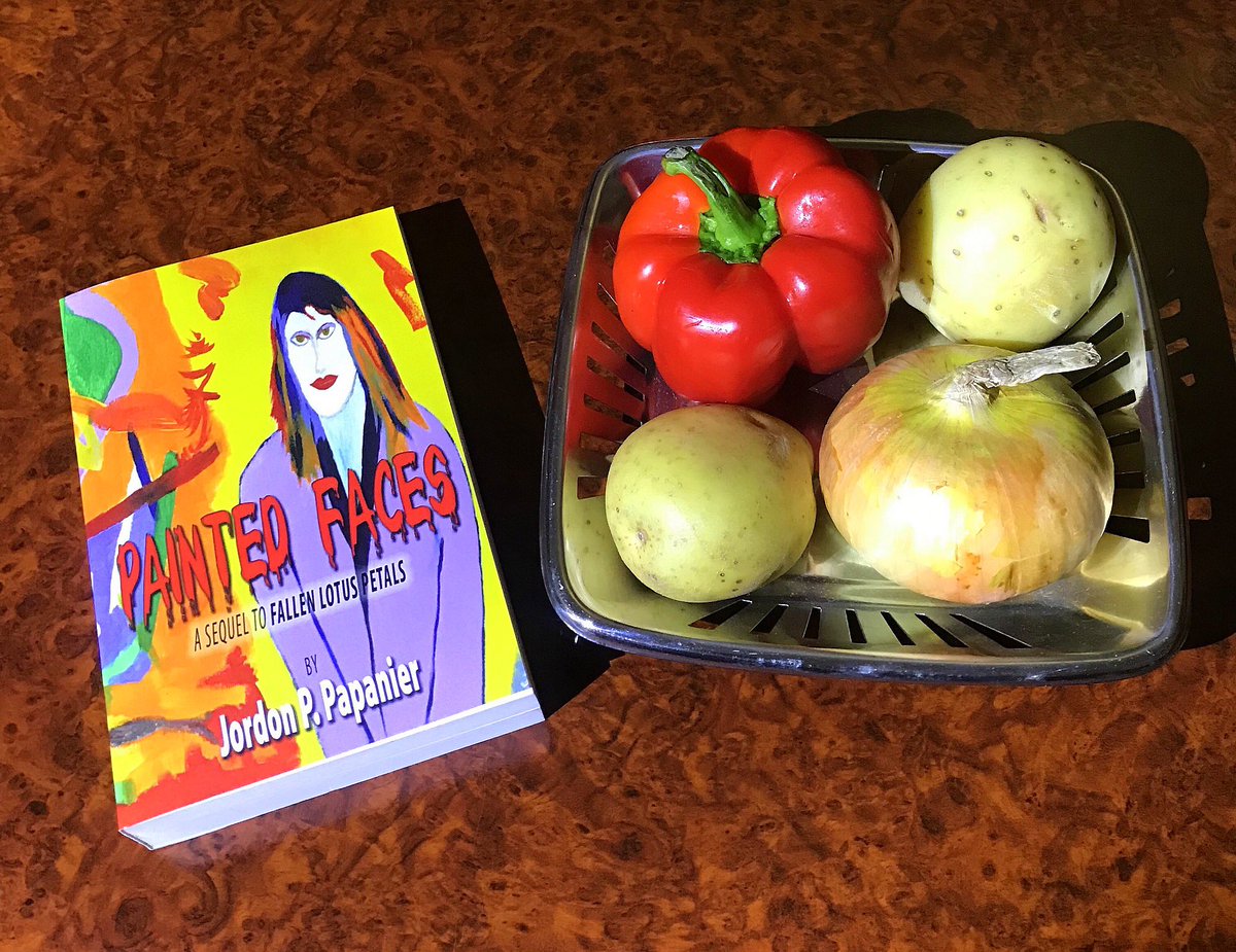 JordonPP's tweet photo. Feed your hungry palate with #bookpaintedfaces available on Amazon #redpepper #bellpepper #onion #platter #potatoes #book #healthyfood #foodie #foodlovers #whattoread #bookclub #bookworm #palate #feed #feedingtime #taste #flavor #special #sophisticated #discriminating #style #art https://t.co/0oSS0z89Zc