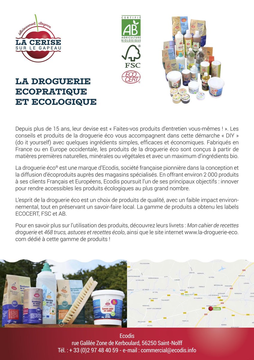lacerise_gapeau's tweet photo. 🍒Focus sur #ecodis La Droguerie Ecologique, notre fournisseur en produits ménagers ou d'hygiène
🗓️RDV à l'épiCerise pour découvrir leurs produits écopratiques et écologiques.
#droguerie #ecologique #savoirfaire #madeinfrance #conso #durable https://t.co/vVc45Seskg