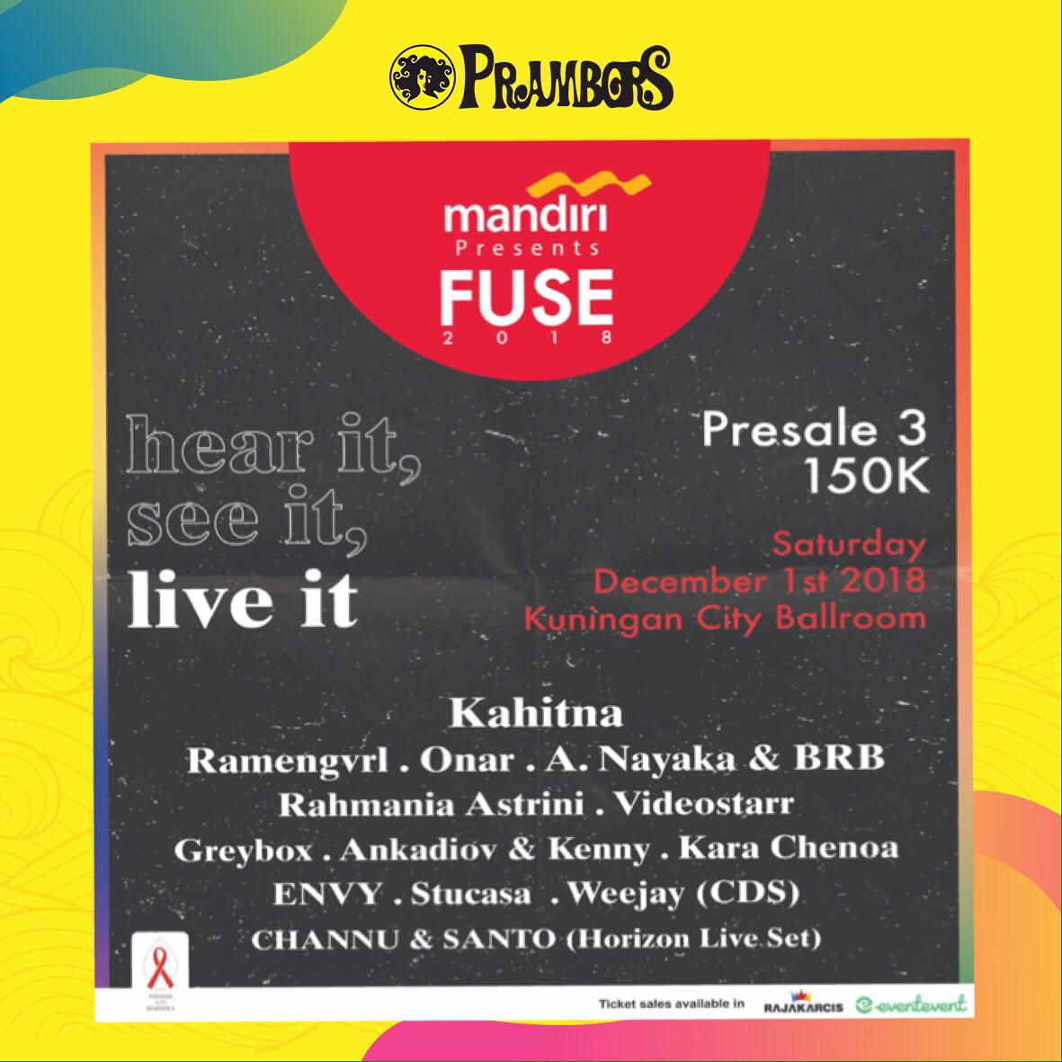 Prambors's tweet photo. #FUSE2018 is happening real soon. With #90s as the big theme. All the profits of #FUSE2018 will be given directly to YAIDS (Yayasan Aids Indonesia) to help our HIV/Aids survivors. 

#FUSE2018 will be held in Kuningan City on 1st of December 2018. 
@fuse.2018 #PramborsAds https://t.co/lTuqPMPq3h
