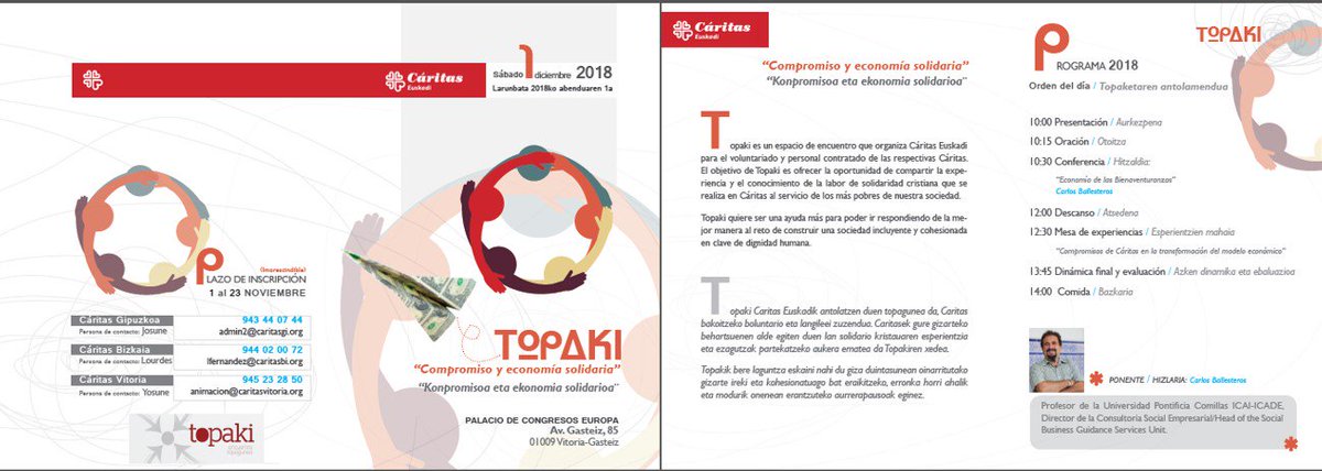 Social_ICADE's tweet photo. Mañana nuestro director viaja a Vitoria inviatdo por @CaritasVitoria a #topaki. Un encuentro para hablar de Economía transformadora desde los valores evangélicos de las Bienaventuranzas https://t.co/IYGOJyMWIB