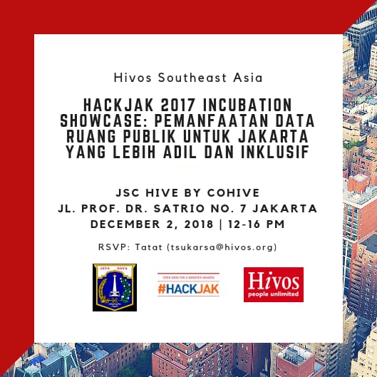 Tweeps! the iconic #HACKJACK is back! 📲👩‍💻😀

As a follow up to #HackJack2017 <a href="/HivosROSEA/">Hivos Southeast Asia</a> with <a href="/PemprovDKI/">Pemprov DKI</a>  will showcase the result of the incubation of the three winners, 2 Designathon and 1 Hackathon winner on Sunday 2 Dec'18. Register yourself asap! 

cc:<a href="/tatats/">Tatat</a>
