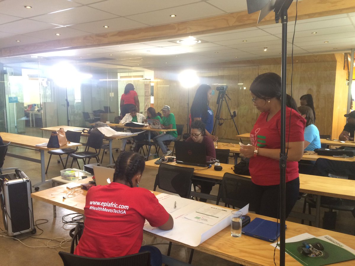 ekemma's tweet photo. Final day of @EpiAFRIC’s #HealthMeetsTechSA Sexual & Reproductive Health Hackathon taking place at @impacthubjoburg in partnership with @Nalane4RJ has commenced. Teams working hard. Really looking forward to solutions to be pitched today. Event is supported by @facebook https://t.co/cDERiKhcUL