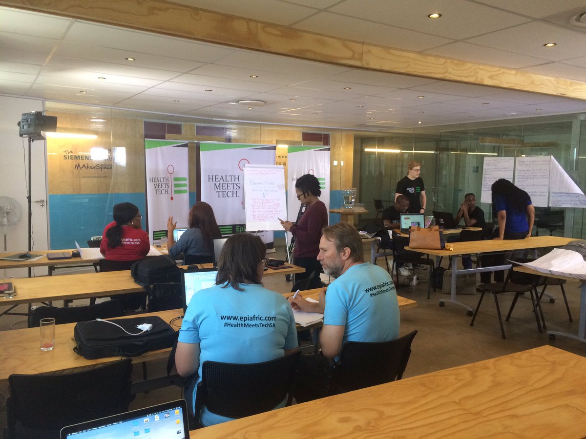 ekemma's tweet photo. Final day of @EpiAFRIC’s #HealthMeetsTechSA Sexual & Reproductive Health Hackathon taking place at @impacthubjoburg in partnership with @Nalane4RJ has commenced. Teams working hard. Really looking forward to solutions to be pitched today. Event is supported by @facebook https://t.co/cDERiKhcUL