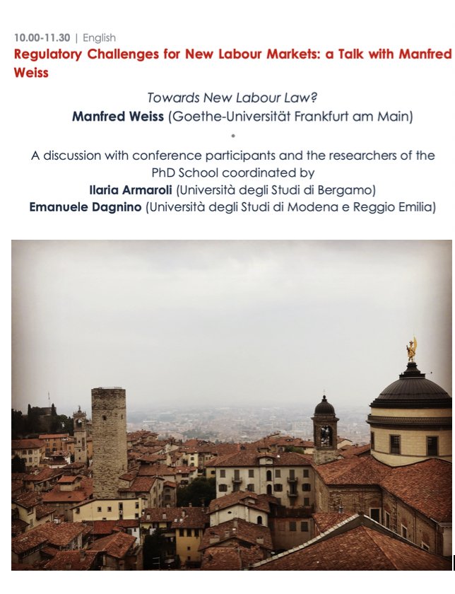 adapt_ENG's tweet image. #GTL2018 @adaptland 
Regulatory Challenges for New Labour Markets: a Talk with Manfred Weiss - Plenary session with Prof. Manfred Weiss [@goetheuni], @EmanueleDagnino [@UNIMORE_univ] &amp;amp; @ilaria_armaroli [@UniBergamo]