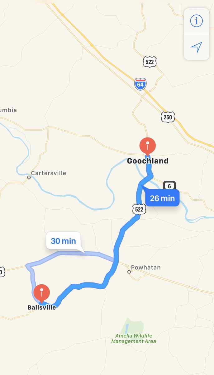 pissboymcgee's tweet photo. there’s two towns in Virginia named “Ballsville” and “Goochland” and they’re just 21 miles away from each other https://t.co/nWR1OoxqZm