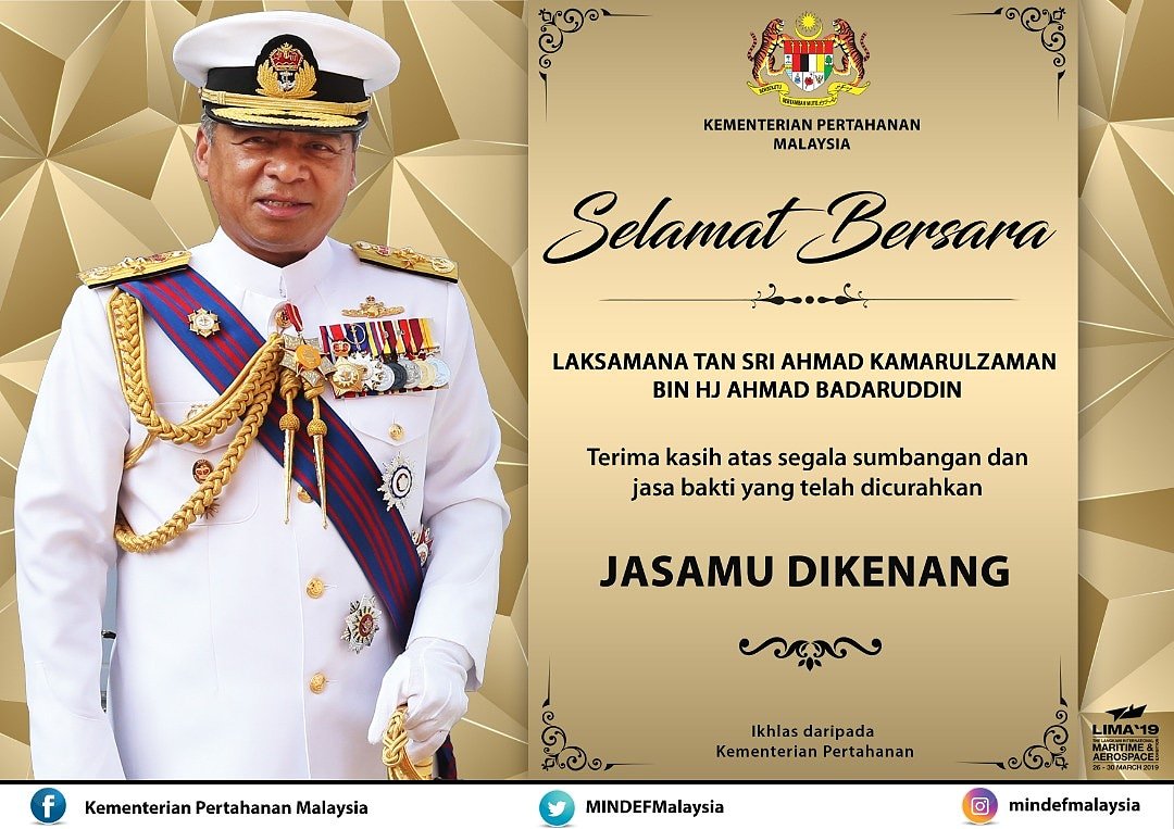 Mindef Malaysia On Twitter Warga Kementerian Pertahanan Mengucapkan Selamat Bersara Kepada Mantan Panglima Tentera Laut Laksamana Tan Sri Mykamarul Di Atas Sumbangan Dan Jasa Bakti Yang Dicurahkan Sepanjang Menerajui Tldm Mindefmalaysia Https T
