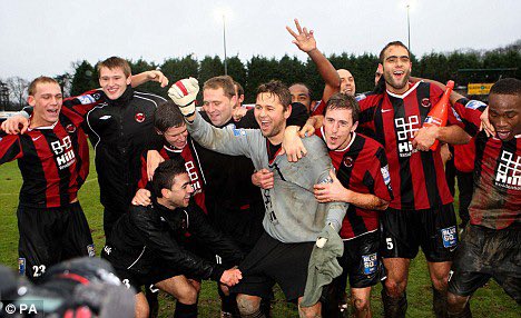 HistonFC's tweet photo. 10 years ago today we completed one of the great cup upsets by becoming the first non-league club to beat @LUFC in a competitive fixture, in the 2nd Round of the #FACup. #stutes https://t.co/m7xmVKVxuw