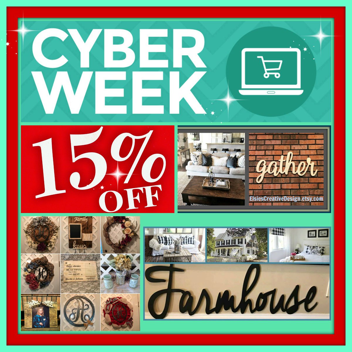 lmcook30's tweet photo. CYBER WEEK SALE -15% Off
Farmhouse Décor&More
CUSTOM ORDERS Welcomed
https://t.co/cqaKO7i7cv #Sale #EtsySale #CyberWeek #CyberWeek2018 #craftshout #craftychaching #promomyshop #etsyspecialt #tintegrityt #shopsmall #atsocialmedia #rustichomedecor #farmhousedecor #farmhousestyle https://t.co/QOuyciO42i