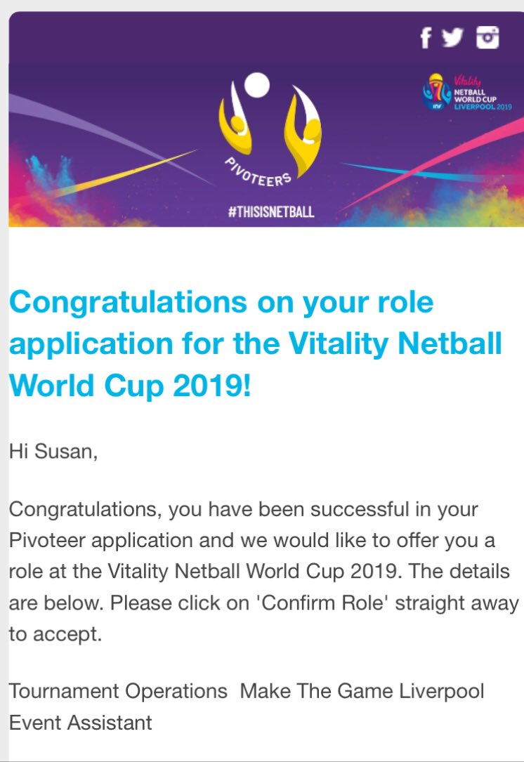 SueRoscoe's tweet photo. Made up to find out I have been successful in my volunteer application for this 😊 #NWC2019 https://t.co/Kr9SQ8VSqo