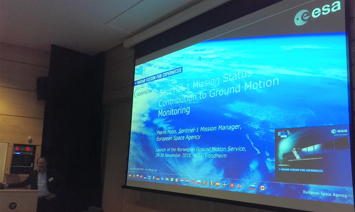 Day 2 of the #InSARNorway launch at @nguweb: Pierre Potin from <a href="/ESA/">European Space Agency</a> provides comprehensive overview of Sentinel-1 mission status. <a href="/CopernicusEU/">Copernicus EU</a> #Sentinel1 data will be of great importance in Norway for years to come. @nguweb <a href="/Romsenteret/">Direktoratet for romvirksomhet</a> <a href="/NFdep/">Nærings&fiskeridep</a> @KSAT_GMS