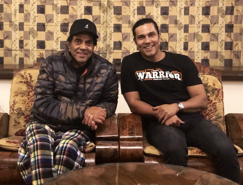 One of the most valuable and inspirational evenings spent with my real hero and my epitome of success (living the best life in the lap of pristine nature) <a href="/aapkadharam/">Dharmendra Deol</a>..thank you Dharam ji for having us over in your paradise 🙏 #JatBoys #SonsOfTheSoil  #FridayFeeIing