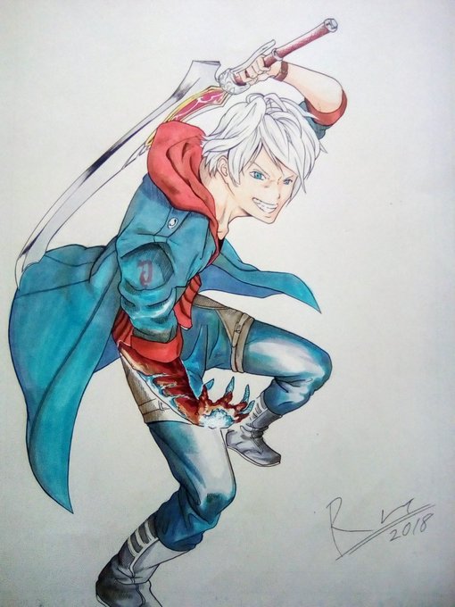 #デビルメイクライ5
#イラスト
デビルメイクライ5がもうすぐ発売ということであえて4のネロ描きました!(〃'o`)=3 フゥ 