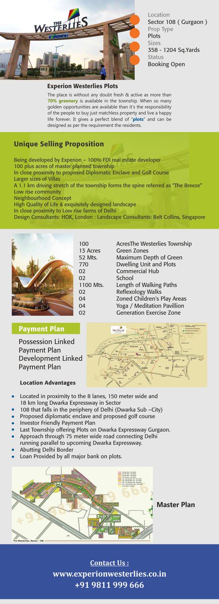 #ExperionTheWesterlies a new Residential Project on Dwarka Expressway in 100 Acres of Land. It is well connected to IGI Airport and NH-8. It is the best place to live a luxurious life at a very Reasonable Price. Read More:- experionwesterlies.co.in