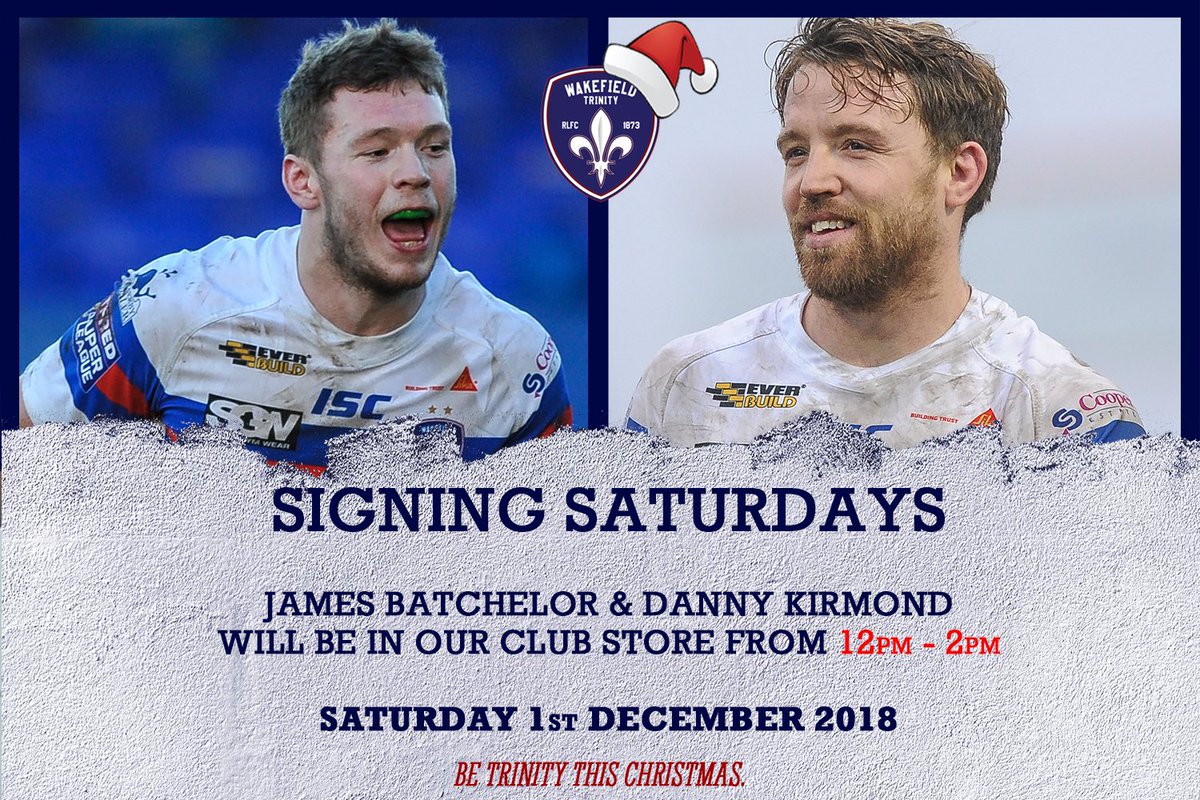 WTrinityRL's tweet photo. ✍️ SIGNING SATURDAYS
➡️ Starting Saturday 1st December with @13_batch & @DannyKirmond12 in our @ridingscentre club store from 12pm!
👀 We hope to see you there!
#BeTrinity https://t.co/Izdc7chKrR