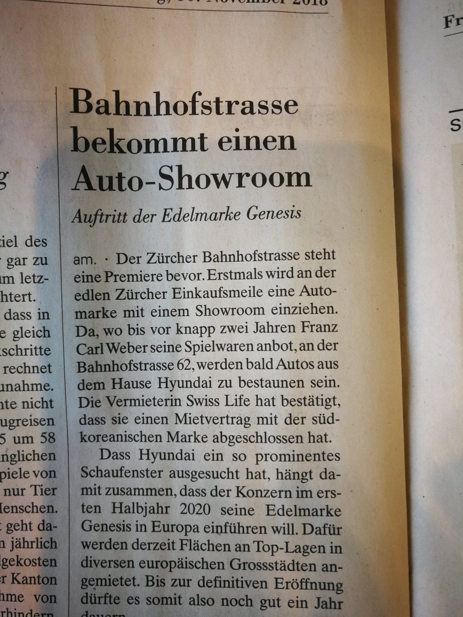 susanne_brunner's tweet photo. Ein Auto-Showroom an der Zürcher Bahnhofstrasse! Bin gespannt, wie lange es dauert, bis Links-Grün dies im Gemeinderat aufnimmt und zu verhindern versucht... #autofeinde #Hyundai #Genesis https://t.co/4TJVyRcFQS