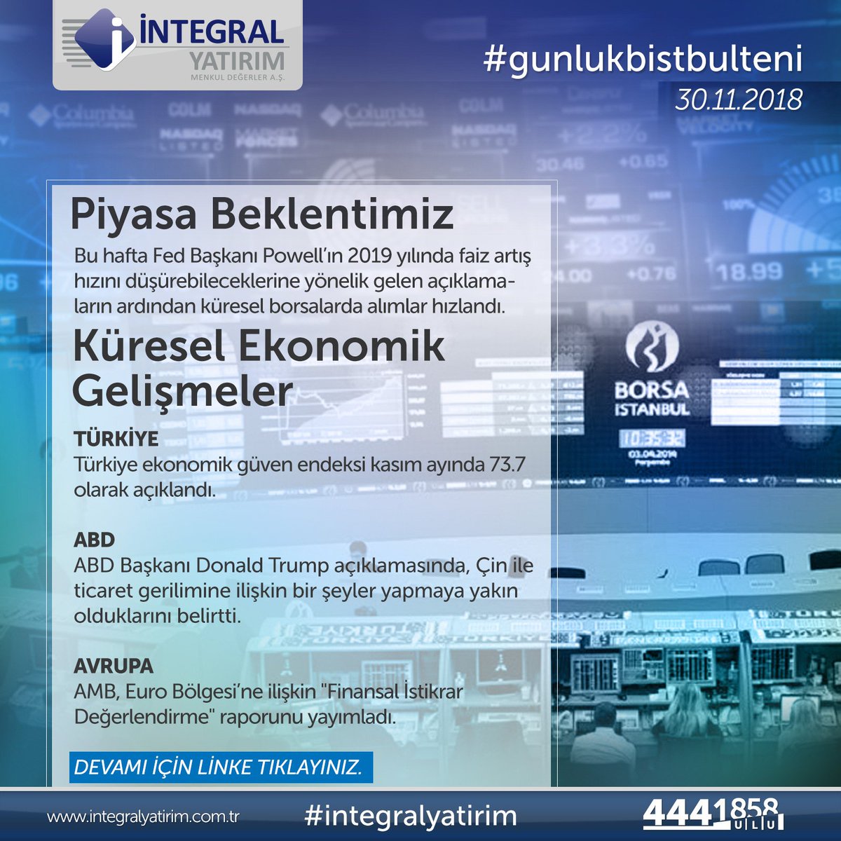 Günlük bist bültenimize linkten ulaşabilirsiniz.
goo.gl/TP8co5
#integralyatirim #analiz #gunlukbistbulteni