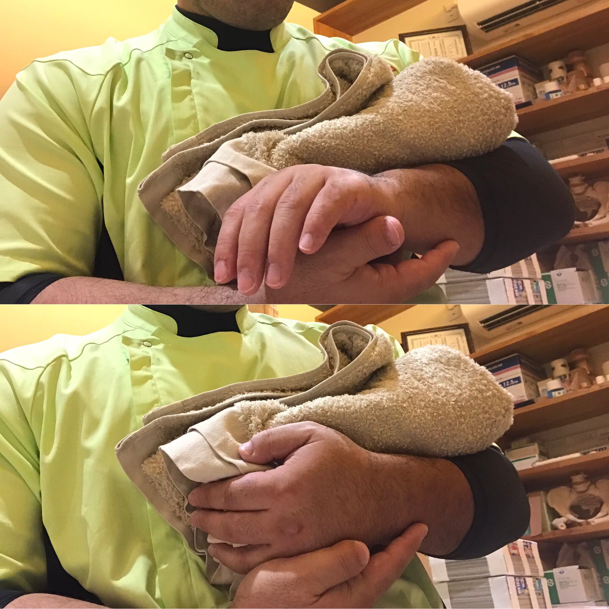 コモン 畑中陽介 ゴルシ推し 育児ママ必見 赤ちゃんを抱っこするときに掌を上に向けると腕の筋肉で支えることになり肘や手首の 腱鞘炎が起こりやすくなります 掌を下に向けて抱くと背中の筋肉で支えるので重さも感じにくくなり 腕の負担も減りますよ