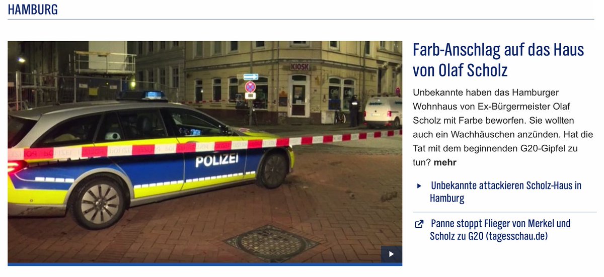 Auf dem Weg zum #G20 in #Argentinien #G20Argentina wurde das Haus von #OlafScholz in #Hamburg attackiert. #NoG20 ndr.de/nachrichten/ha…