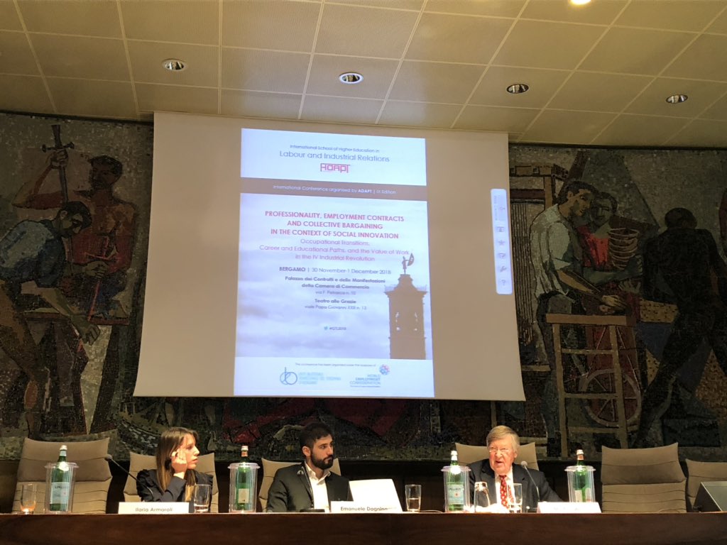Even_Hagelien's tweet photo. Brilliant presentation by Professor Manfred Weiss on the future of Labour Law. Need to focus on new ways on organising skills developement, collective voice and protective standards. @adaptland @ADAPT_bulletin @WECglobal @WECeurope #ManfredWeiss #Bergamo https://t.co/8rtUECySqN