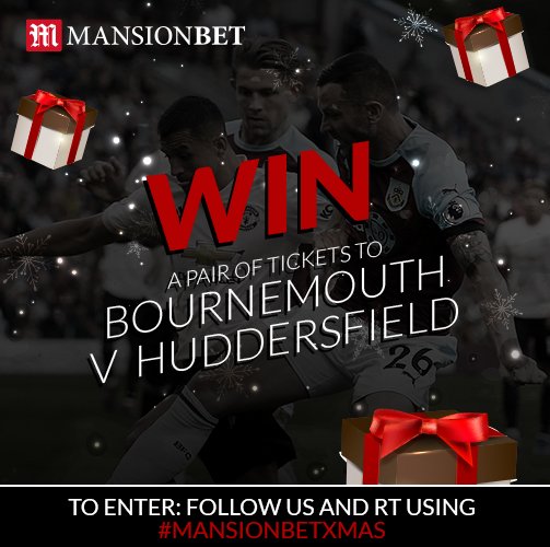 MCCCSHCas's tweet image. We’re kicking off our Christmas Countdown by giving away 2 pairs of tickets to the AFC Bournemouth v Huddersfield game!                   

To enter: 
🍒Follow us
🍒RT using #MANSIONBETXMAS

Closes midnight tomorrow. Winner announced Monday. 18+

T&amp;amp;Cs: bit.ly/mbet-xmas