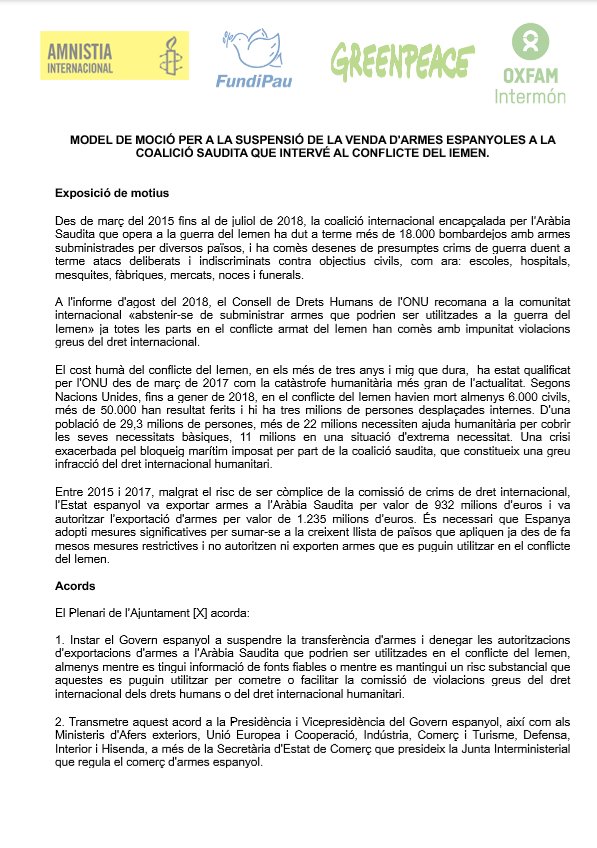 S' aprova a Ple, a proposta de ICV-EUiA la moció en contra de la venta d'armament espanyol a Aràbia Saudí per cometre crims de guerra al Iemen @EncarniGarcaji1 <a href="/euia08840/">Icv.euia08840</a> <a href="/EuiaViladecans/">EUiA Viladecans</a> <a href="/icvviladecans/">ICV Viladecans</a>