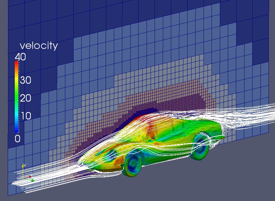 garcfd's tweet photo. #Ferrari Dino aerodynamics with #ufocfd (octree) freeware.  Air speed 30 m/sec.  20k solver iterations on 4 procs, takes 45 minutes.  Mesh only 0.6 million live cells.  #Automeshing takes only 10 seconds.  All post-processing done with @Kitware #Paraview #simulationFriday https://t.co/8bJqnOujDc