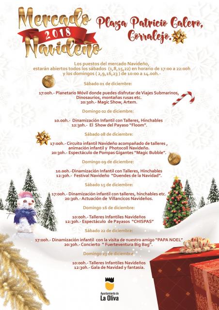 AytoLaOliva's tweet photo. !El Mercado Navideño de Corralejo abre este fin de semana la programación de Navidad en #LaOliva! Diez puestos ofrecen productos de artesanía todos los sábados y domingos de diciembre en la Plaza Patricio Calero, (menos los días 29 y 30). Habrá también actividades de dinamización https://t.co/4oB3QorS9q