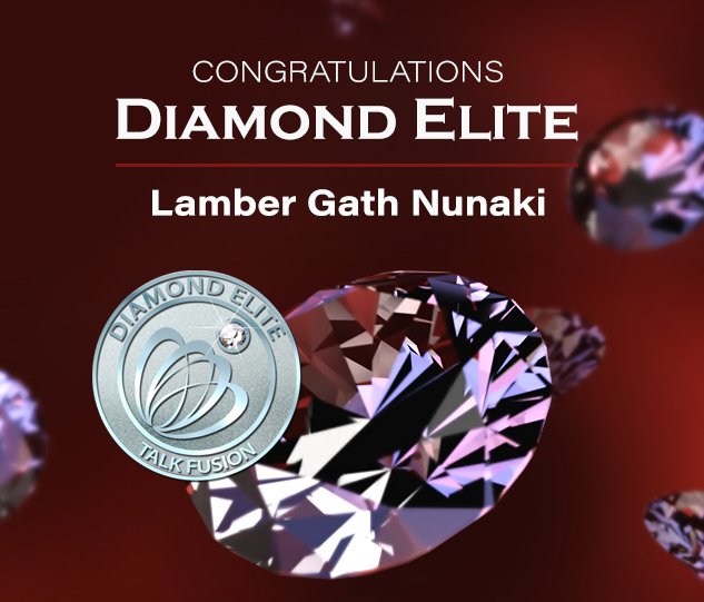 TalkFusion's tweet photo. Happy to see another person move into the DIAMOND ELITE ranks!!

Congratulations, Lamber Gath Nunaki! You've achieved something monumental. Keep pushing towards Blue Diamond so we can see you here in Florida next summer for Blue Diamond Dreams! https://t.co/k3KDt27Tx3