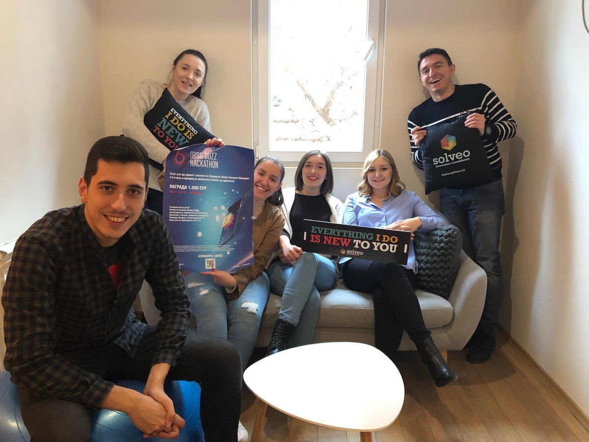 SolveoCo's tweet photo. Solveo team is ready to kick off OBSG BUZZ HACKATHON today, organised together with Ohridska Banka Societe Generale 🚀🔥
#obsgbuzz #solveo https://t.co/ZS9SHEgxyu
