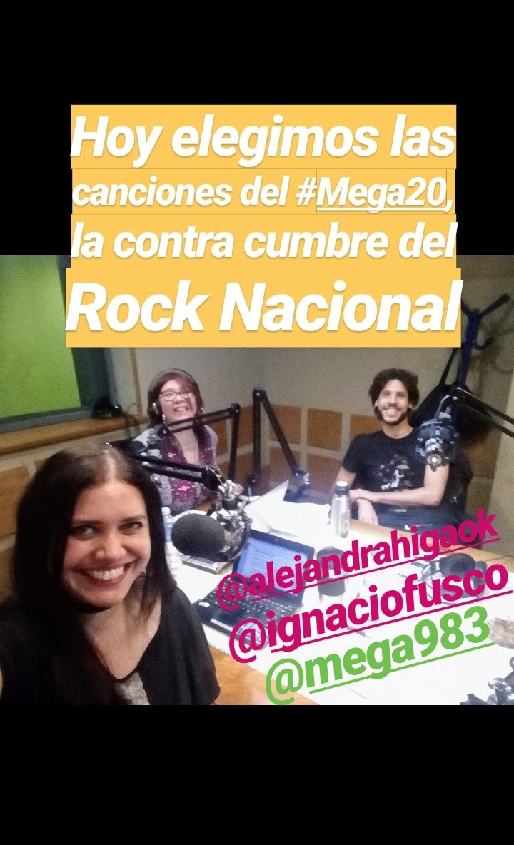 valedelgadoOK's tweet photo. Hoy le hacemos el aguante a @soyjuandinatale en #RelojDePlastilina y elegimos las canciones del #Mega20, la contra cumbre del Rock Nacional 👊 @Mega983 @alejandrahiga @IgnacioFusco @MaxiMartinaOK #BuenViernes https://t.co/rJvYkSrtbr