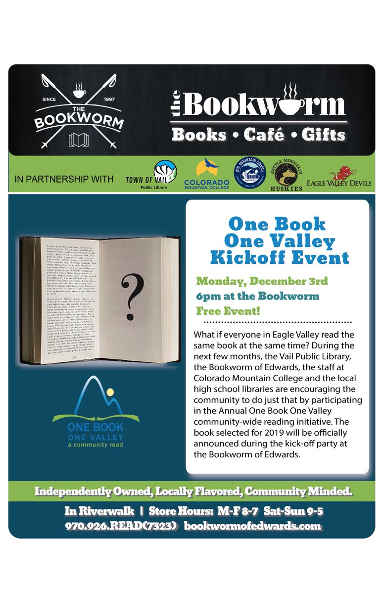 One Book One Valley (OBOV) 2019 officially kicks off next Monday!  Join us! &amp; learn what title has been chosen for our next valley-wide Community Read! onebookonevalley.com