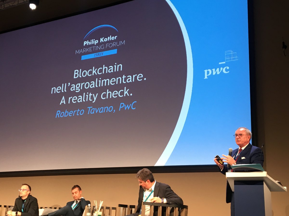 PwC_Italia's tweet photo. #Blockchain: un tool in un toolkit. @rtavano spiega che l'applicazione della #blockchain genera massimo valore in un contesto di #filieraintegrata. Applicazioni limitate ad una singola azienda sono limitative. #PKMF2018 @Kotler_italy https://t.co/BmXs3RoBwT #PwCforFoodTrust https://t.co/WF4Bm5iaHp
