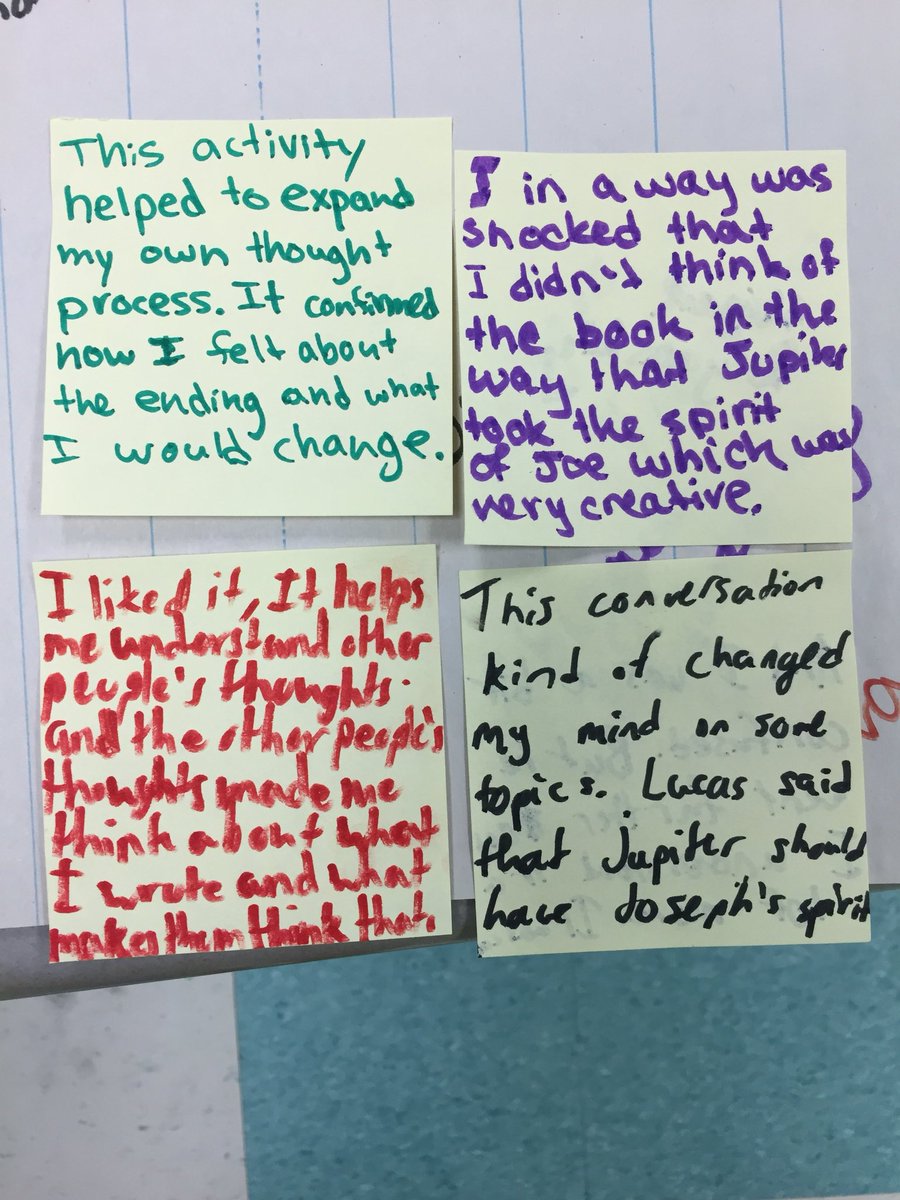 Christine McGrath (@mrsmcgrathla) on Twitter photo Students <a href="/HowellTwpMSN/">Howell MS North</a> share their thoughts about the shocking conclusion of #orbitingjupiter through silent conversations. Everyone’s voice was heard loud and clear! #howellreads <a href="/jlosinger/">Jane Losinger</a> Students <a href="/HowellTwpMSN/">Howell MS North</a> share their thoughts about the shocking conclusion of #orbitingjupiter through silent conversations. Everyone’s voice was heard loud and clear! #howellreads <a href="/jlosinger/">Jane Losinger</a>