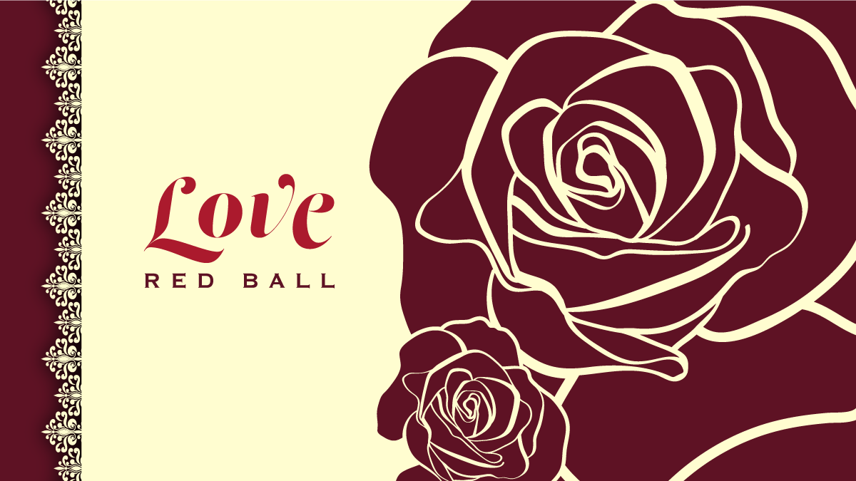 Image shows three animated red flowers. Text reads, "Love. Red Ball."